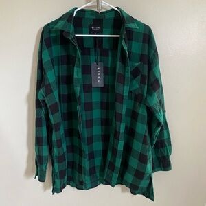 Shop Talulah Green & Black Noelle Buffalo Plaid Button Down Top